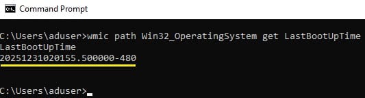 System Uptime via CMD WMIC