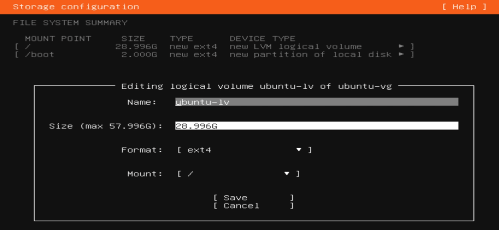 Install Ubuntu/Linux OS on VM LV save