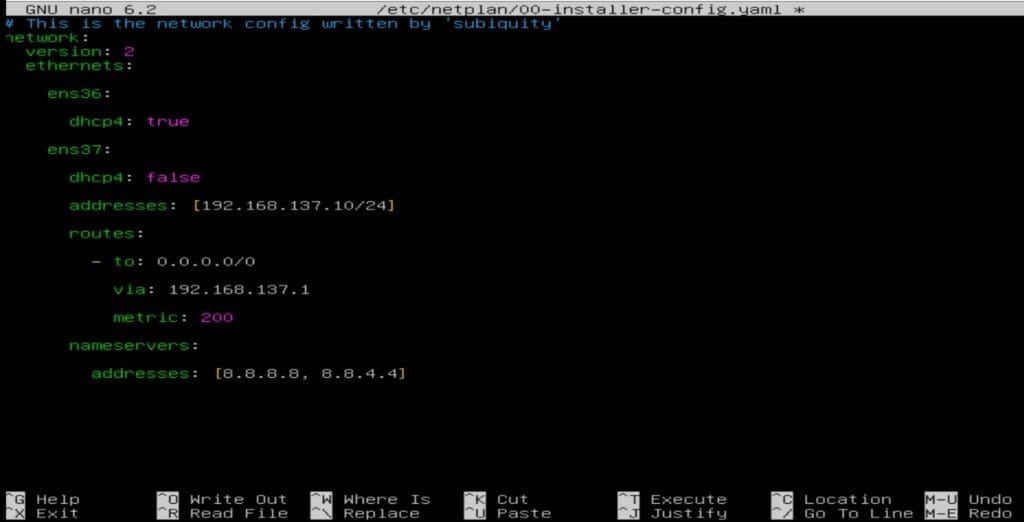 Network Configuration on Ubuntu Server - Netplan Config