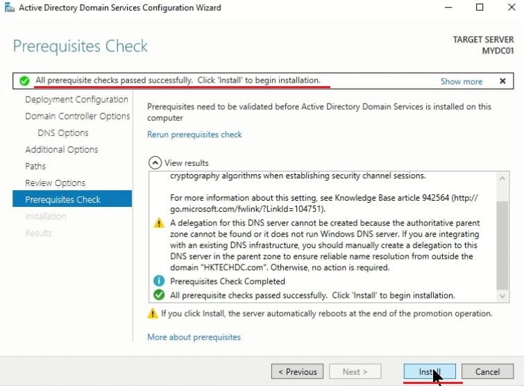 Install Active Directory Domain Service (AD DS) and Promote to Domain Controller (DC) - Install AD