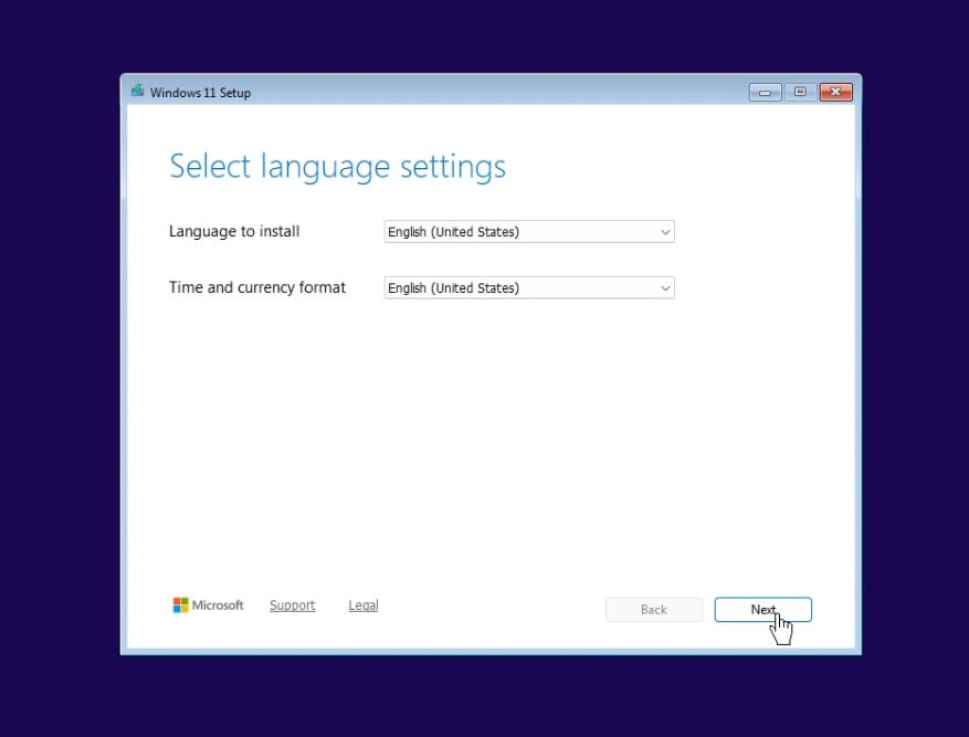 Create VM with TPM and install Windows 11 - language
