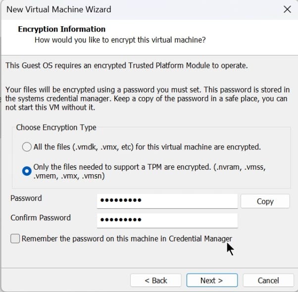 Create VM with TPM and install Windows 11 - TPMpassword