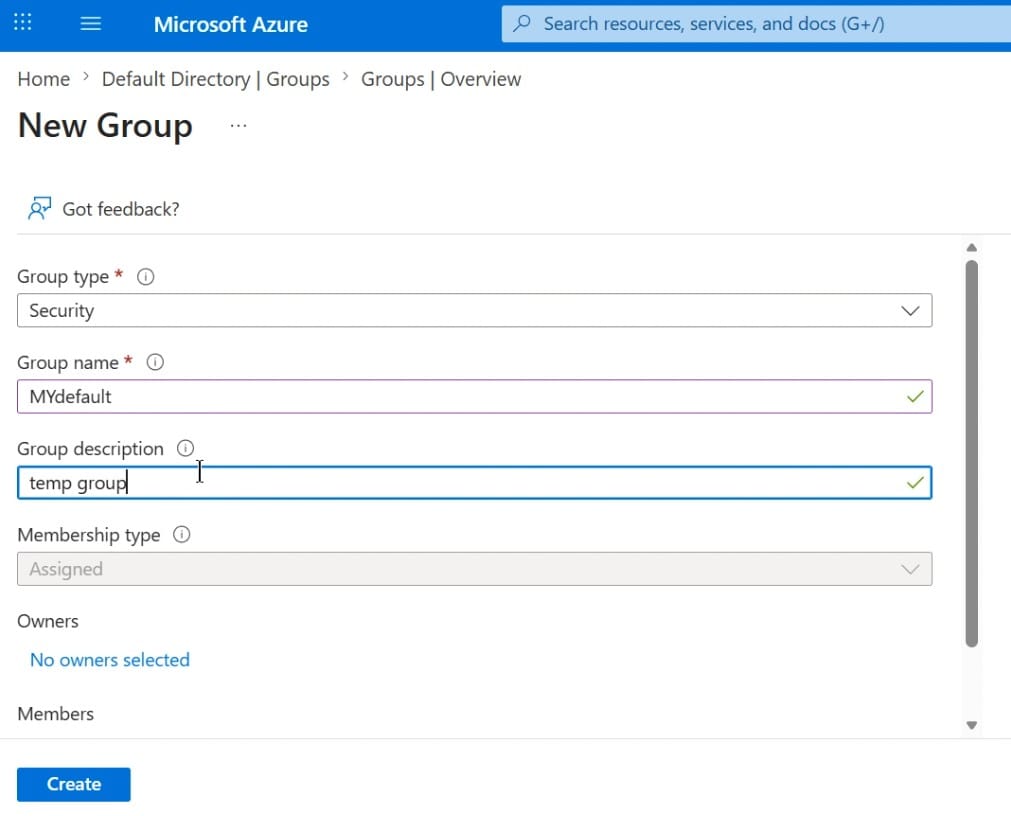 Microsoft Entra ID - Create Group