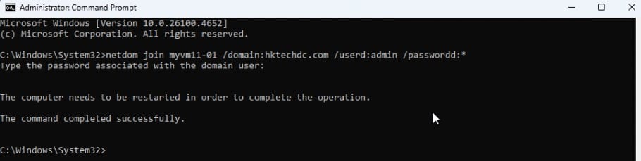 Client Join a domain netdom for join domain