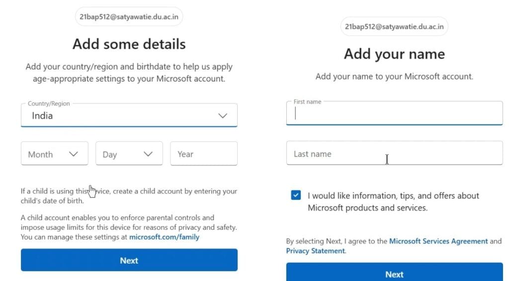 Microsoft Azure - Name DOB
