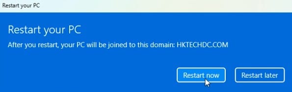 Join a domain restart for join domain